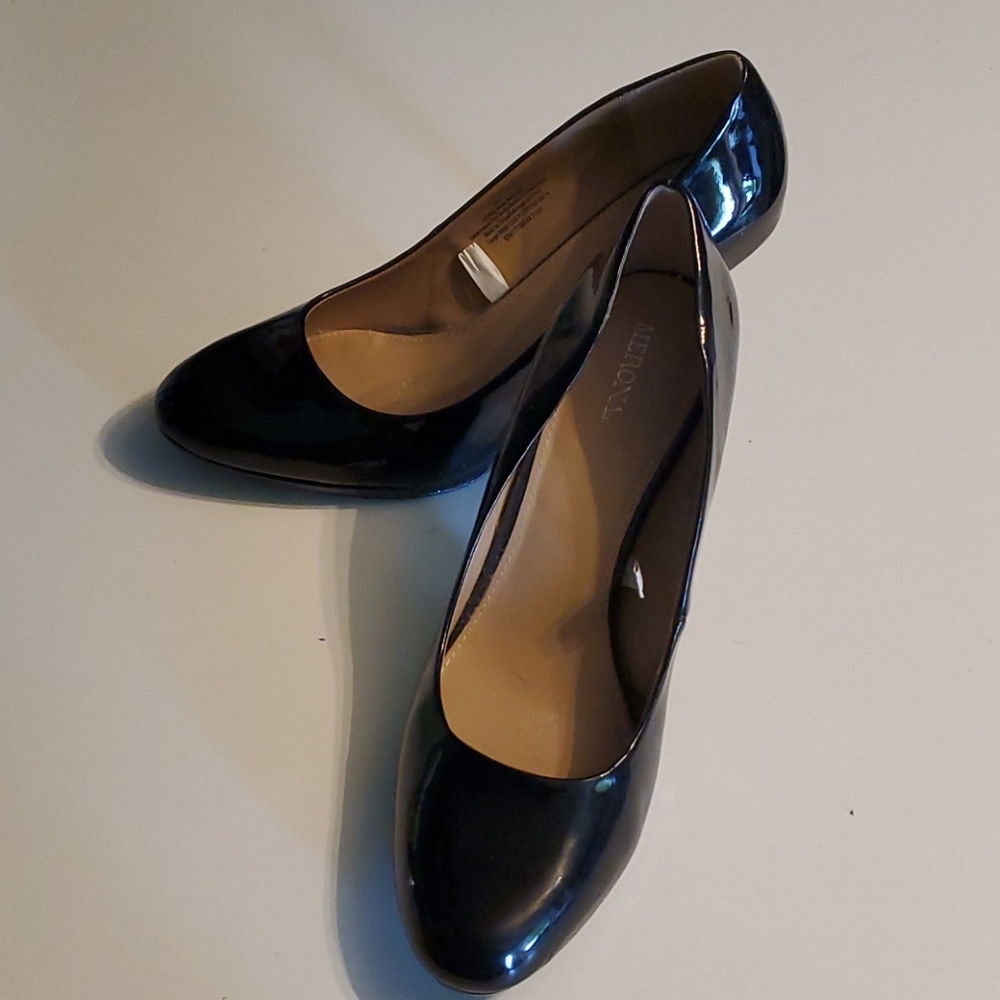 Black shiny pleather shoes